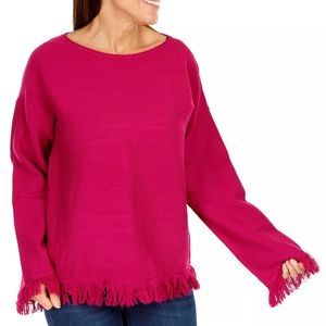 CYRUS hot pink fringed sweater NWT